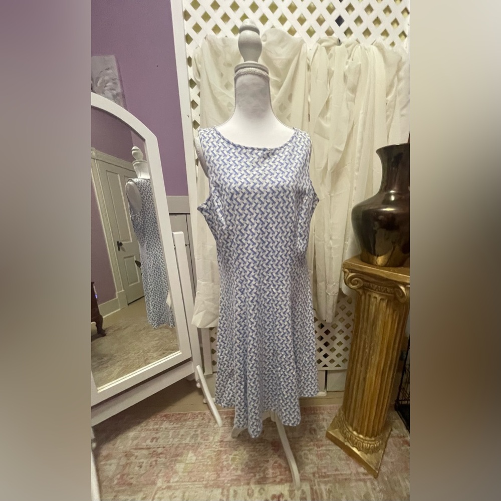 New York & Company Blue and White Midi Dress